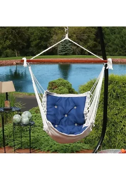 New ❤️ Polyester Fabric Victorian Hammock Chair with Cushion - Navy Blue by Sunnydaze Decor 👏