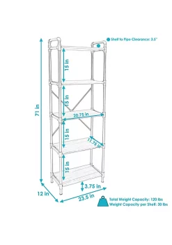 Brand new 🤩 5-Tier Industrial Black Pipe Bookshelf - Oak Gray by Sunnydaze Decor 💯 -Sunnydaze Decor Shop Belk 877