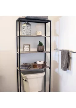 Wholesale 👏 4-Tier Industrial Over-the-Toilet Storage Shelf - Oak Gray by Sunnydaze Decor 😀
