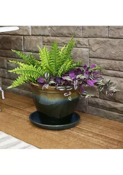 Best Pirce ๐ฅ 12 in Ceramic Flower Pot/Plant Saucer - Dark Green - Set of 2 by Sunnydaze Decor โ๏ธ