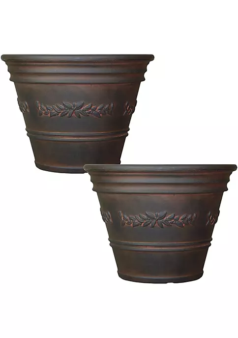 Best Pirce ๐ 13 in Laurel Dual-Wall Polyresin Planter - Rust - Set of 2 by Sunnydaze Decor ๐ 4 Best Pirce ๐ 13 in Laurel Dual-Wall Polyresin Planter - Rust - Set of 2 by Sunnydaze Decor ๐ - Image 2