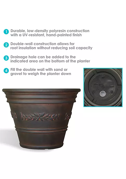 Best Pirce ๐ 13 in Laurel Dual-Wall Polyresin Planter - Rust - Set of 2 by Sunnydaze Decor ๐ 6 Best Pirce ๐ 13 in Laurel Dual-Wall Polyresin Planter - Rust - Set of 2 by Sunnydaze Decor ๐ - Image 4