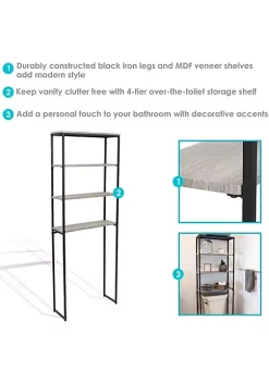 Wholesale 👏 4-Tier Industrial Over-the-Toilet Storage Shelf - Oak Gray by Sunnydaze Decor 😀 -Sunnydaze Decor Shop Belk 882