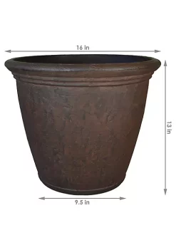 Budget ⭐ 16 in Anjelica Polyresin Planter with UV-Resistance - Rust by Sunnydaze Decor ✔️ -Sunnydaze Decor Shop Belk 8821