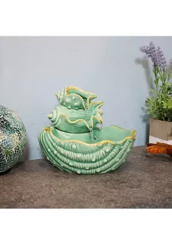 Outlet ⌛ Stacked Tiered Seashells Ceramic Indoor Water Fountain - 7 in by Sunnydaze Decor 💯