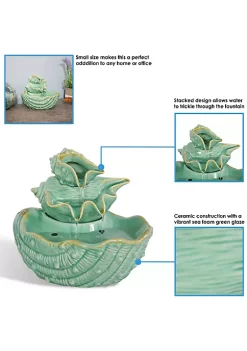 Outlet ⌛ Stacked Tiered Seashells Ceramic Indoor Water Fountain - 7 in by Sunnydaze Decor 💯 -Sunnydaze Decor Shop Belk 8854