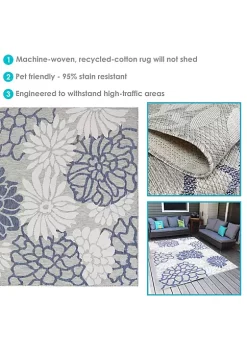 Brand new 👏 Flourishing Fantasies Outdoor Area Rug - Azure - 7 ft x 10 ft by Sunnydaze Decor 🔔 -Sunnydaze Decor Shop Belk 888