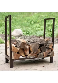 Hot Sale 👏 30 in Steel Firewood Log Rack with Fireplace Tool Hooks - Bronze by Sunnydaze Decor ✨ -Sunnydaze Decor Shop Belk 8887