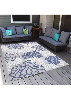 Brand new 👏 Flourishing Fantasies Outdoor Area Rug - Azure - 7 ft x 10 ft by Sunnydaze Decor 🔔 -Sunnydaze Decor Shop Belk 890