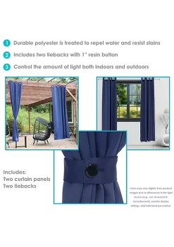 Outlet 👍 Outdoor Blackout Curtain Panel - Blue - 52 in x 96 in - Set of 2 by Sunnydaze Decor 💯 -Sunnydaze Decor Shop Belk 8931