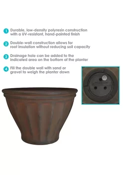 Discount 🥰 20 in Charlotte Polyresin Planter with UV-Resistant Finish - Rust by Sunnydaze Decor 😉 -Sunnydaze Decor Shop Belk 8986