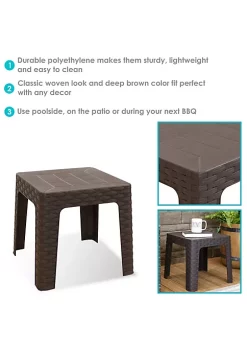 Promo 👍 18.5 in Plastic Square Patio Side Table - Brown by Sunnydaze Decor 🌟 -Sunnydaze Decor Shop Belk 8998