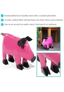 Best Sale 🎉 Sunnydaze Pink Princess Pig Metal Indoor/Outdoor Painted Statue - 12-Inch by Sunnydaze Decor ✔️ -Sunnydaze Decor Shop Belk 9037