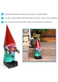 Buy ✔️ Sunnydaze Cheerful Flower Garden Gnome Statue - 16-Inch - Red Hat/Turquoise 👚 Shirt by Sunnydaze Decor 🤩 -Sunnydaze Decor Shop Belk 9049