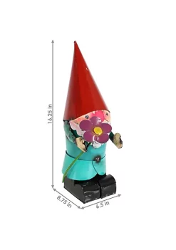 Buy ✔️ Sunnydaze Cheerful Flower Garden Gnome Statue - 16-Inch - Red Hat/Turquoise 👚 Shirt by Sunnydaze Decor 🤩 -Sunnydaze Decor Shop Belk 9050