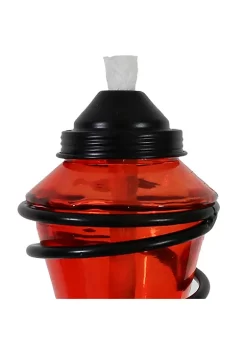 Promo ⭐ Swirled Metal/Glass 2-in-1 Outdoor Lawn Torch - Red - Set of 2 by Sunnydaze Decor 🧨 -Sunnydaze Decor Shop Belk 9054