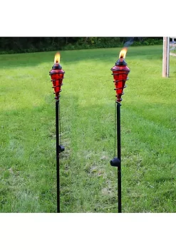 Promo ⭐ Swirled Metal/Glass 2-in-1 Outdoor Lawn Torch - Red - Set of 2 by Sunnydaze Decor 🧨 -Sunnydaze Decor Shop Belk 9056