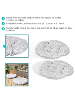 Outlet 🤩 Sunnydaze Polyester Large Round Floor Cushion - Set of 2 - Gray Damask by Sunnydaze Decor 😀 -Sunnydaze Decor Shop Belk 906
