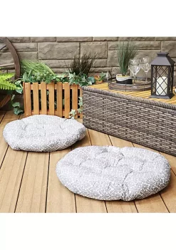 Outlet 🤩 Sunnydaze Polyester Large Round Floor Cushion - Set of 2 - Gray Damask by Sunnydaze Decor 😀 -Sunnydaze Decor Shop Belk 908