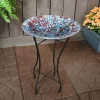 Cheap 👍 Sunnydaze Multi-Color Tile Glass Bird Bath Bowl with Stand - 14-Inch Diameter by Sunnydaze Decor 😀 -Sunnydaze Decor Shop Belk 9082