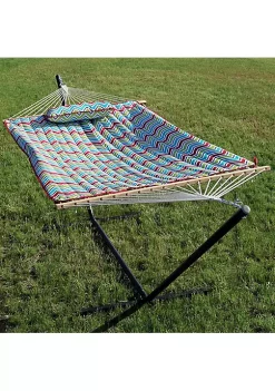 Discount 😀 2-Person Rope Hammock with Steel Stand and Pad/Pillow - Multi by Sunnydaze Decor ⭐