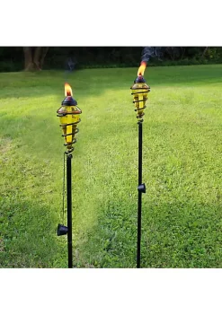 Best Pirce 🎉 Swirled Metal/Glass 2-in-1 Outdoor Lawn Torch - Yellow - Set of 2 by Sunnydaze Decor 🔥 -Sunnydaze Decor Shop Belk 9103