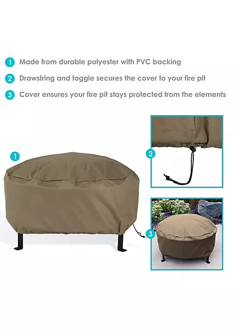 Promo ๐ 60 in Heavy-Duty Polyester Round Outdoor Fire Pit Cover - Khaki by Sunnydaze Decor โญ 6 Promo ๐ 60 in Heavy-Duty Polyester Round Outdoor Fire Pit Cover - Khaki by Sunnydaze Decor โญ - Image 4