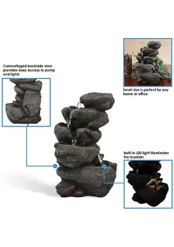 Flash Sale 😉 Rocky Falls Indoor Tabletop Water Fountain with LED Light - 10 in by Sunnydaze Decor 🛒 -Sunnydaze Decor Shop Belk 9179