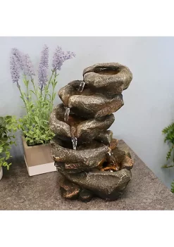 Flash Sale 😉 Rocky Falls Indoor Tabletop Water Fountain with LED Light - 10 in by Sunnydaze Decor 🛒 -Sunnydaze Decor Shop Belk 9181