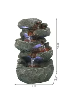 Cheapest 🛒 Stacked Rocks Polyresin Indoor Water Fountain with LED - 10.5 in by Sunnydaze Decor 👏 -Sunnydaze Decor Shop Belk 9204