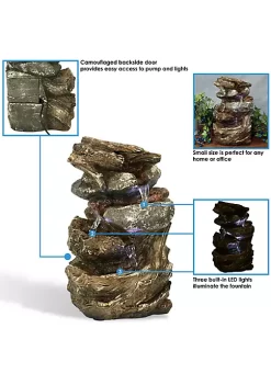 Outlet 😉 Tiered Rock and Log Indoor Water Fountain with LEDs - 10.5 in by Sunnydaze Decor 🎁 -Sunnydaze Decor Shop Belk 9232