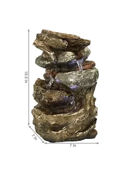 Outlet 😉 Tiered Rock and Log Indoor Water Fountain with LEDs - 10.5 in by Sunnydaze Decor 🎁 -Sunnydaze Decor Shop Belk 9233