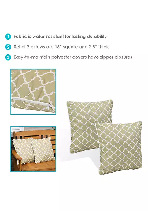 Brand new โ๏ธ Sunnydaze Set of 2 Outdoor Throw Pillows - 16-Inch - Tan and White Lattice by Sunnydaze Decor ๐ 6 Brand new โ๏ธ Sunnydaze Set of 2 Outdoor Throw Pillows - 16-Inch - Tan and White Lattice by Sunnydaze Decor ๐ - Image 4