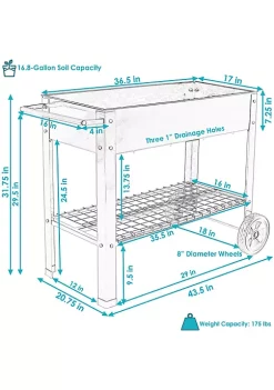 Flash Sale ⌛ 43 in Galvanized Steel Mobile Raised Garden Bed Cart - Black by Sunnydaze Decor 👏 -Sunnydaze Decor Shop Belk 925