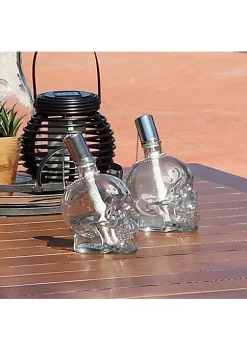 Best reviews of ❤️ Glass/Aluminum Grinning Skull Tabletop Torches - Clear - Set of 2 by Sunnydaze Decor 🧨 -Sunnydaze Decor Shop Belk 9258