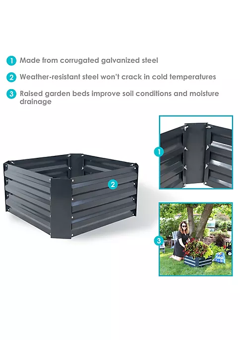 Wholesale 🥰 Galvanized Steel Square Raised Garden Bed - 24 in - Dark Gray by Sunnydaze Decor ❤️ 6 Wholesale 🥰 Galvanized Steel Square Raised Garden Bed - 24 in - Dark Gray by Sunnydaze Decor ❤️ - Image 4