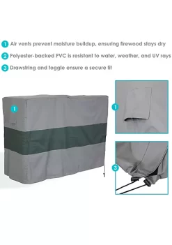 Deals ⌛ Sunnydaze Log Rack Cover - Gray with Green Stripe - 8-Foot by Sunnydaze Decor 😍 -Sunnydaze Decor Shop Belk 9349