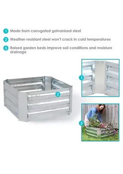 Deals ⭐ Galvanized Steel Square Raised Garden Bed - 24 in - Silver by Sunnydaze Decor 🧨 -Sunnydaze Decor Shop Belk 9361