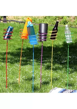Best Sale 🔥 32 in Steel Outdoor Drink Holder Stakes - Multi-Color - Set of 6 by Sunnydaze Decor 🎉