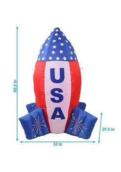 Deals 🔔 Sunnydaze American Rocket Ship Patriotic Inflatable Decoration - 4-Foot by Sunnydaze Decor 🔥 -Sunnydaze Decor Shop Belk 9402