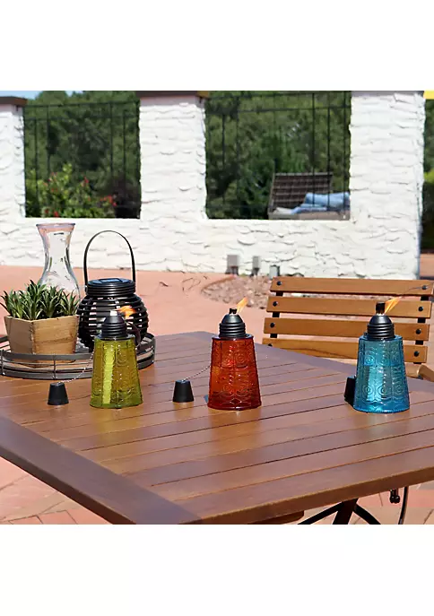 Brand new ๐ Blue/Orange/Green Glass/Metal Textured Tabletop Torch - Set of 3 by Sunnydaze Decor โญ 7 Brand new ๐ Blue/Orange/Green Glass/Metal Textured Tabletop Torch - Set of 3 by Sunnydaze Decor โญ - Image 5