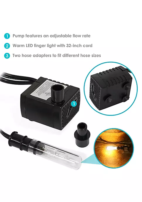 Budget ๐ 70 GPH 24V Electric Water Fountain Pump with Finger Light by Sunnydaze Decor ๐ 6 Budget ๐ 70 GPH 24V Electric Water Fountain Pump with Finger Light by Sunnydaze Decor ๐ - Image 4