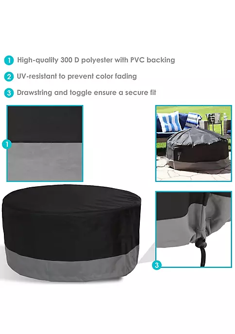Brand new ๐ 40 in 2-Tone Polyester Round Outdoor Fire Pit Cover - Gray/Black by Sunnydaze Decor ๐ 6 Brand new ๐ 40 in 2-Tone Polyester Round Outdoor Fire Pit Cover - Gray/Black by Sunnydaze Decor ๐ - Image 4