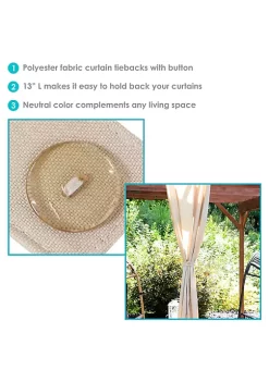 New 🌟 Indoor/Outdoor Spun Polyester Curtain Tiebacks - Beige - Set of 2 by Sunnydaze Decor 🧨 -Sunnydaze Decor Shop Belk 9637