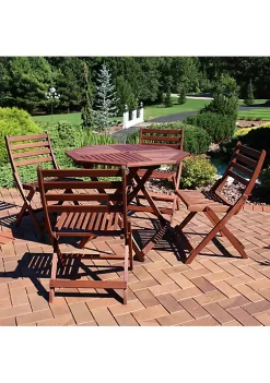 Flash Sale ✨ Meranti Wood 5-Piece Folding Patio Octagon Dining Set by Sunnydaze Decor 🎁 -Sunnydaze Decor Shop Belk 9644