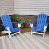 Outlet 🎉 Sunnydaze All-Weather Blue/White Adirondack Chair with Drink Holder - Set of 2 by Sunnydaze Decor ❤️ -Sunnydaze Decor Shop Belk 9656