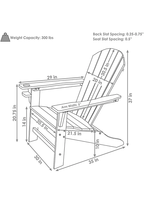 Outlet ๐ Sunnydaze All-Weather Blue/White Adirondack Chair with Drink Holder - Set of 2 by Sunnydaze Decor โค๏ธ 6 Outlet ๐ Sunnydaze All-Weather Blue/White Adirondack Chair with Drink Holder - Set of 2 by Sunnydaze Decor โค๏ธ - Image 4