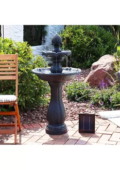 Best Sale 👍 Pineapple Outdoor 2-Tier Solar Fountain with Battery - Black by Sunnydaze Decor 💯
