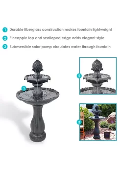 Best Sale 👍 Pineapple Outdoor 2-Tier Solar Fountain with Battery - Black by Sunnydaze Decor 💯 -Sunnydaze Decor Shop Belk 9669