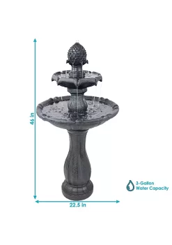 Best Sale 👍 Pineapple Outdoor 2-Tier Solar Fountain with Battery - Black by Sunnydaze Decor 💯 -Sunnydaze Decor Shop Belk 9670